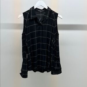 Generation Love Black Cold Shoulder Button Down Top